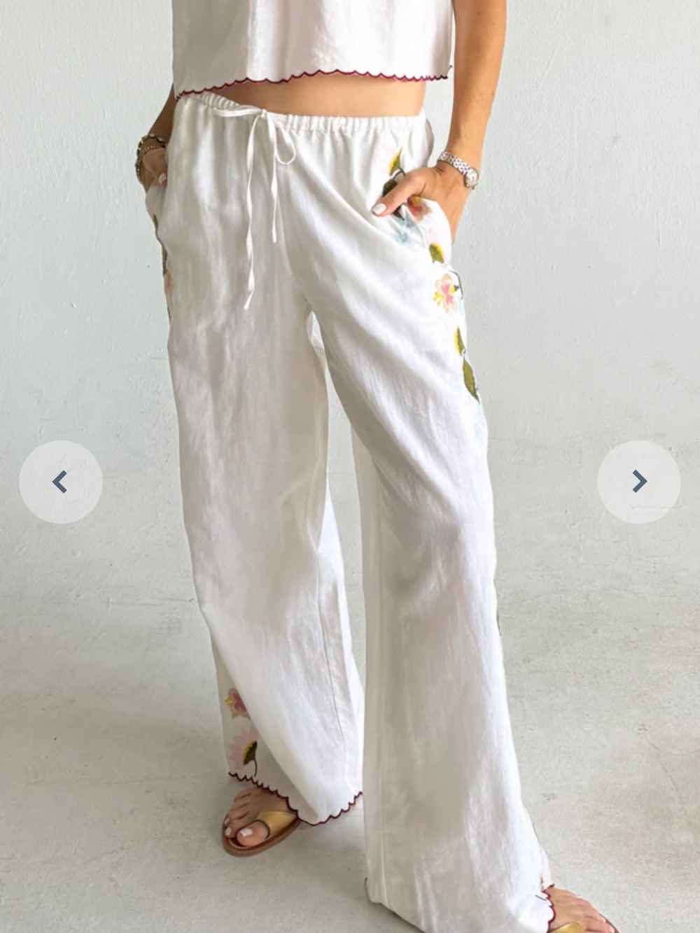 Ciao Lucia Ermmano White Embroidered Linen Pant